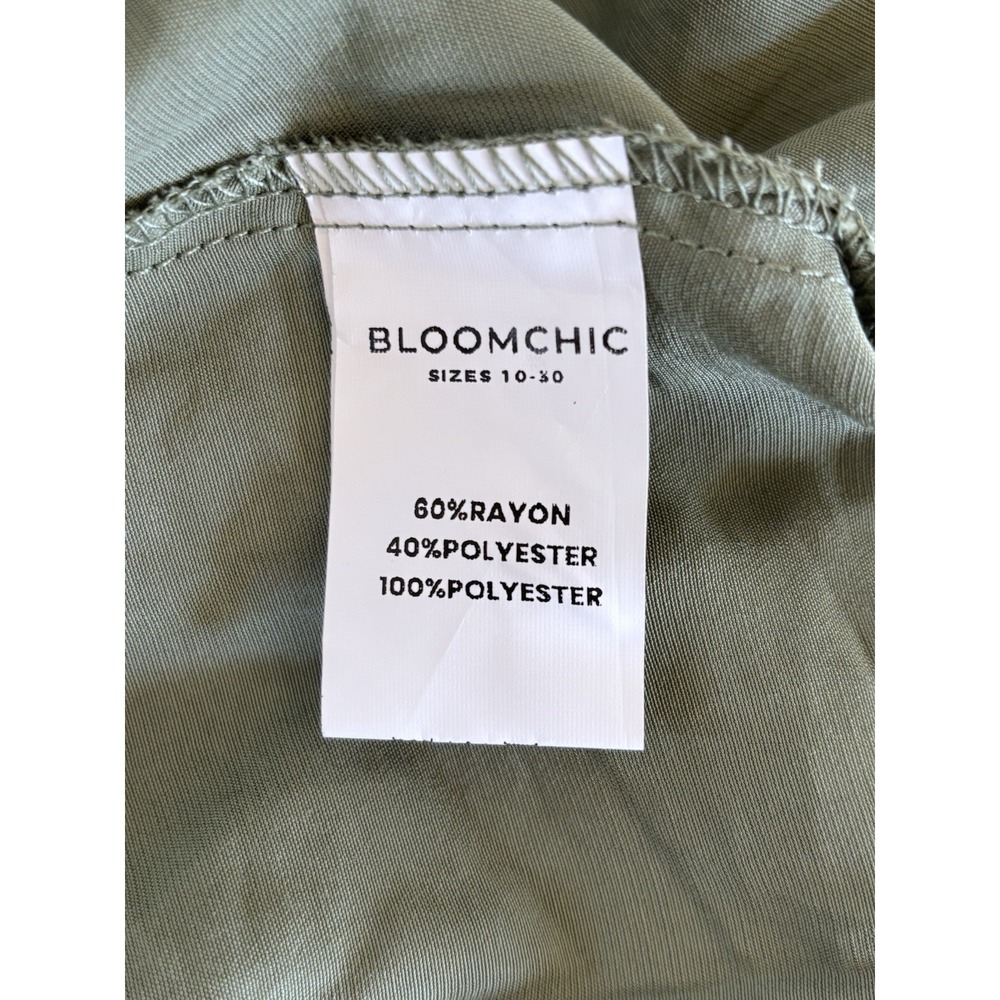 Bloomchic V-Neck Floral Crochet Blouse Top Short Sleeve Olive Green Plus Size 26 - Picture 6 of 8